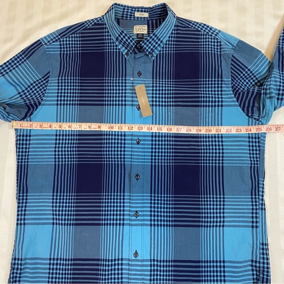 J. Crew Secret Wash Shirting Slim Button Down Plaid Shirt XXL Blue Stretch NWT - Picture 5 of 15